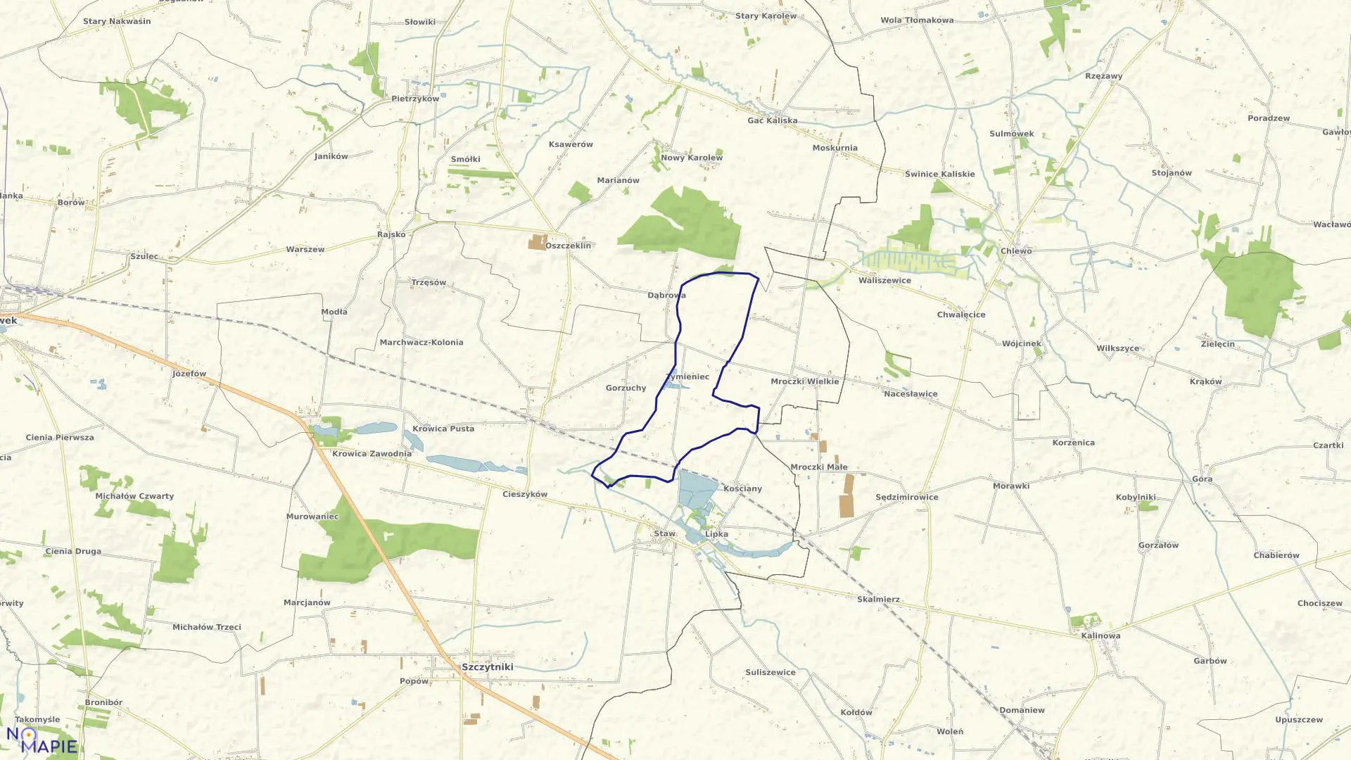 Mapa obrębu TYMIENIEC w gminie Szczytniki